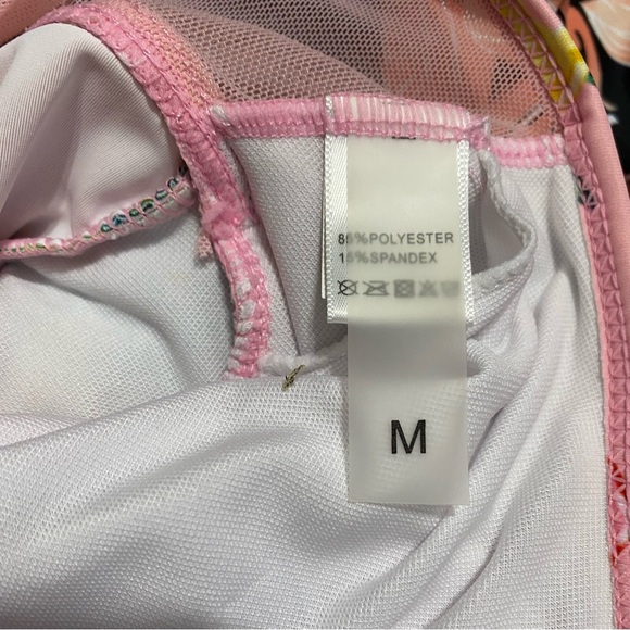 2️⃣ Tempt Me Women’s One Piece Swimsuits Pink and Black Flower V-Neckline Mesh. - Picture 8 of 16